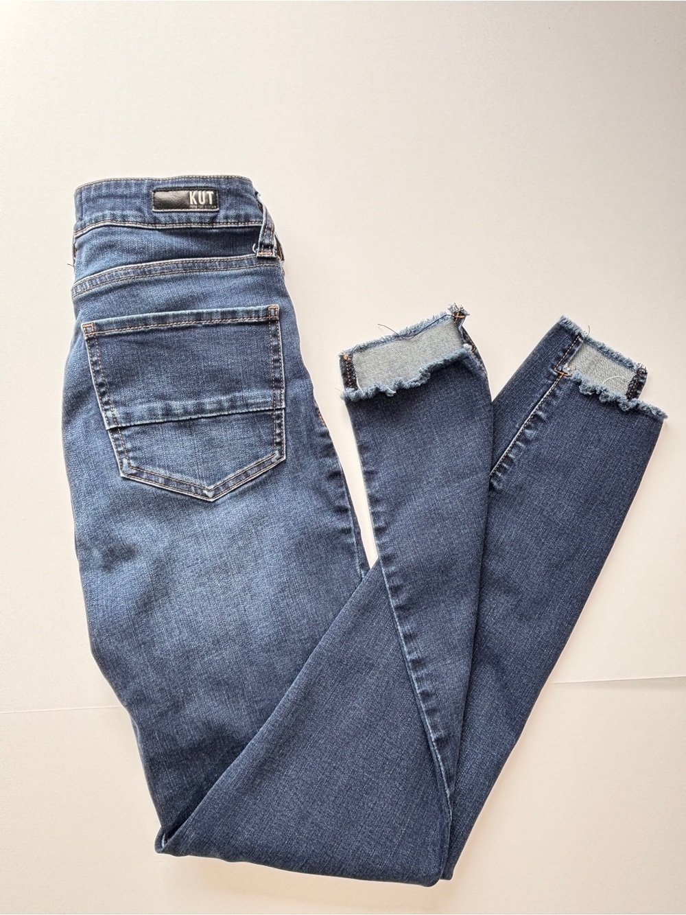 Sz 4 KUT from the Kloth Donna Ankle Skinny Jeans High Low Step Asymetrical Hem